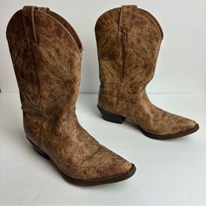 Justin Cowboy Boots Women's Size 4.5D Stock 107JR Brown Stitched Pointed Toe
